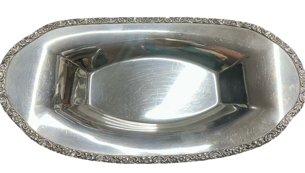 Rose Scroll Benedict Period Plate Platter 7302 EPNS 13” Tray Bread Rectangle