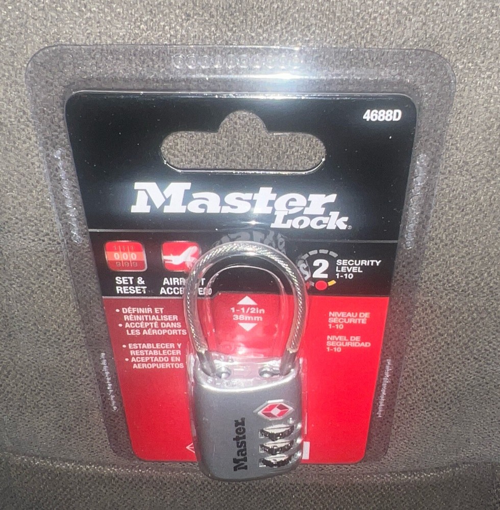 Master Lock 4688D Set Your Own Combination Tsa-accepted Cable Padlock{Silver}🔒