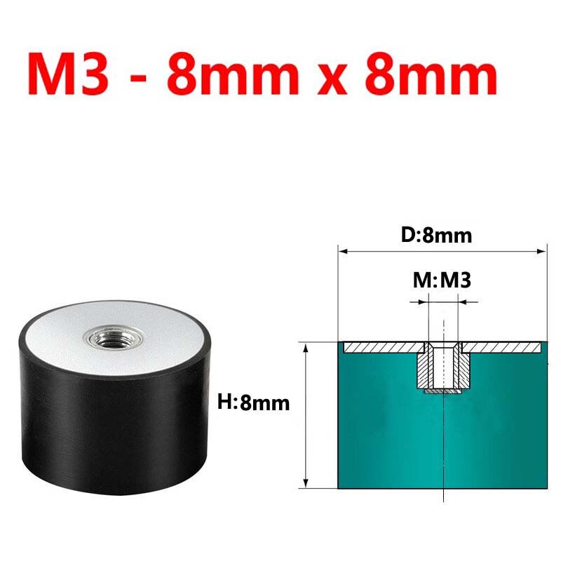 Female BUFFER STOP Rubber Mount Anti Vibration M3 M4 M5 M6 - M20 Cylindrical / E