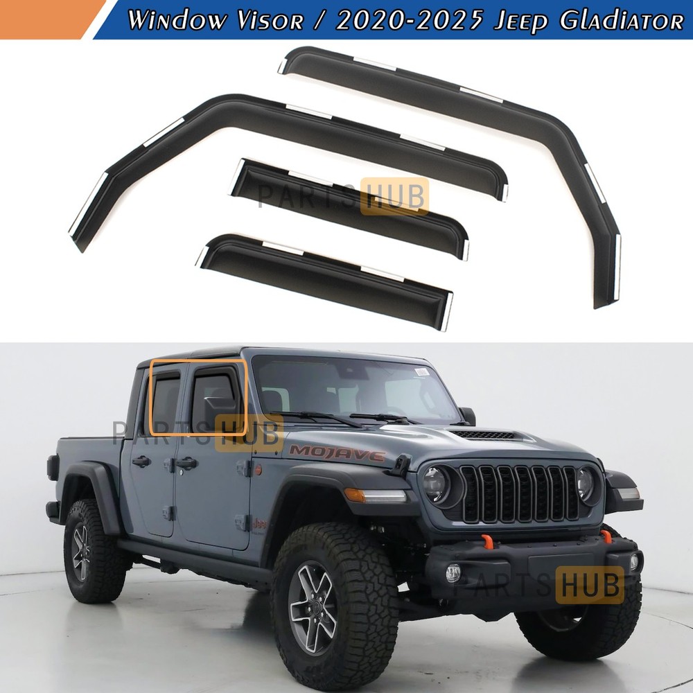For 2020-2026 Jeep Gladiator In-Channel Rain Guards Window Visors Vent Shade