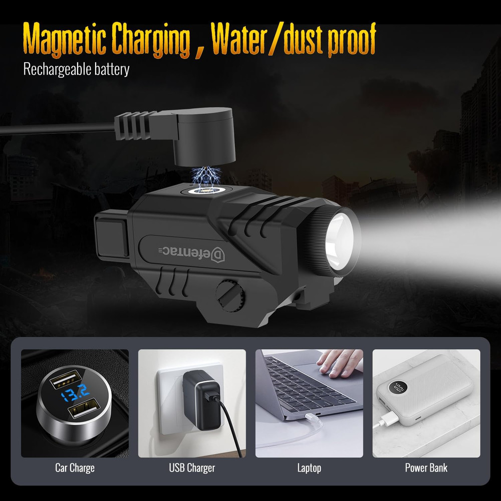 DEFENTAC Pistol Light with Strobe Function for Guns, 600 Lumens Tactical Flashli