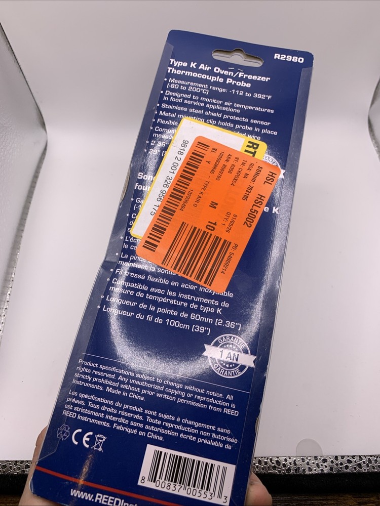 Reed Instruments R2980 Air Oven / Freezer Probe