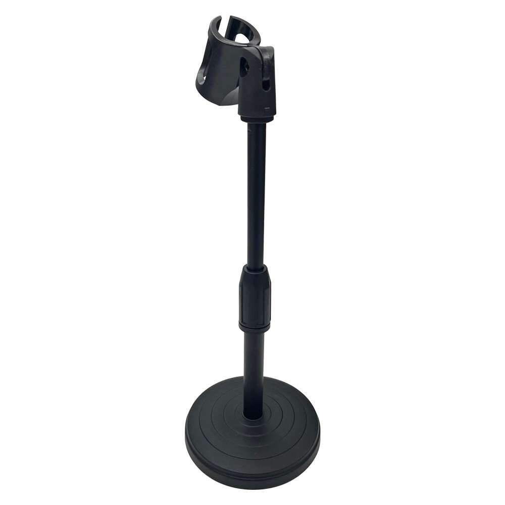 Adjustable Desktop Microphone Lifting Stand Mini Round Base with Mic Clip