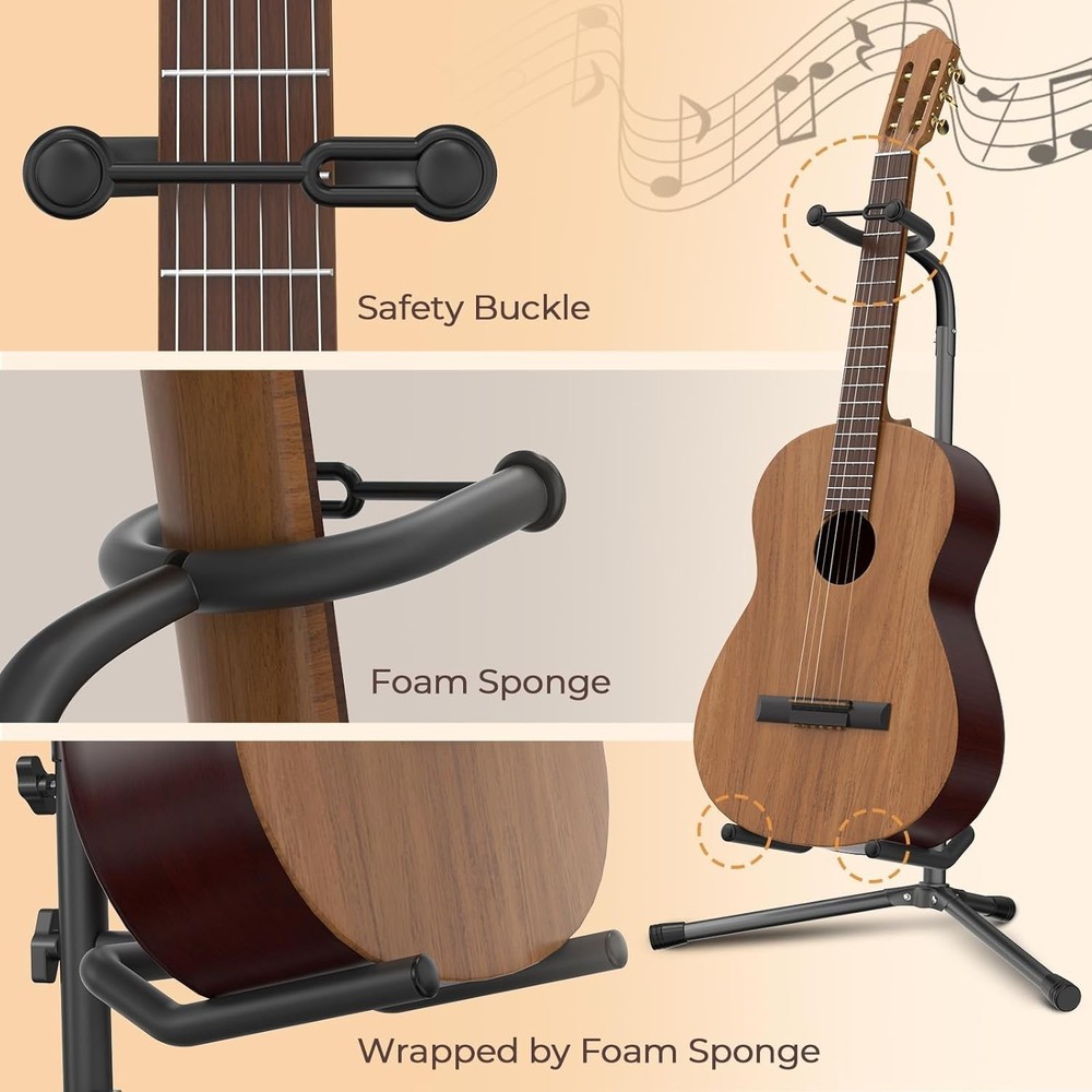 Adjustable & Folding Guitar Stand - Secure for Electric and Classical Guitars
