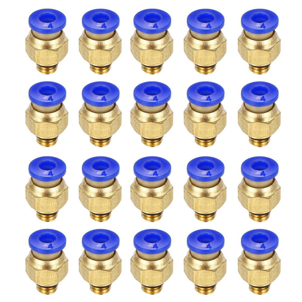 20 Pcs PC4-M6 Straight Through Fitting for 3D Printer, 2x4mm Tubes, Blue