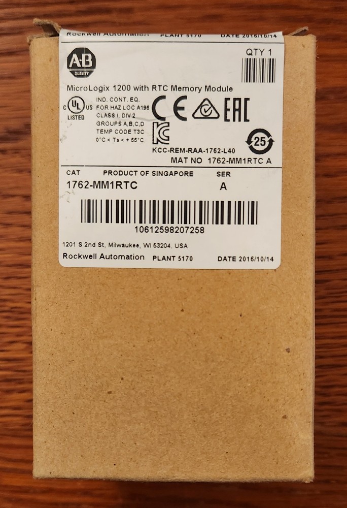 Allen-Bradley 1762-MM1RTC /A MicroLogix 1200 RTC Memory Module - NEW
