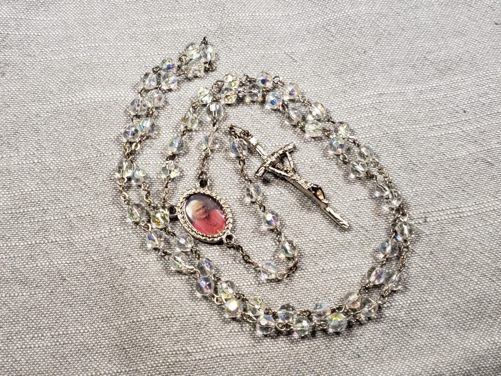 Beautiful Rosary Pope Benedict Glass Beads Prayer Religious Christian Gift C32