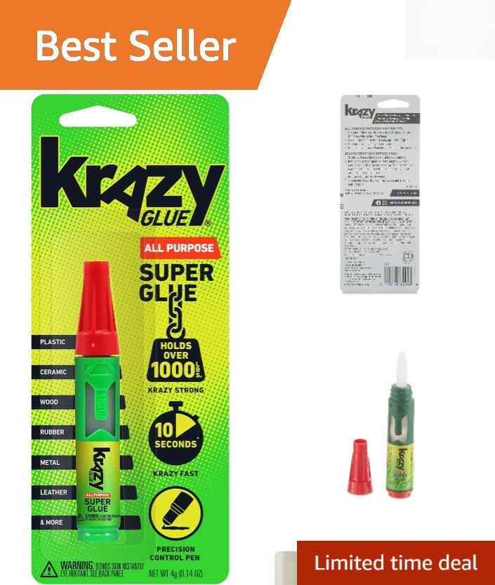 Krazy Strong 4g Super Glue Pen - One-Drop Applicator for Multi-Surface Bonding