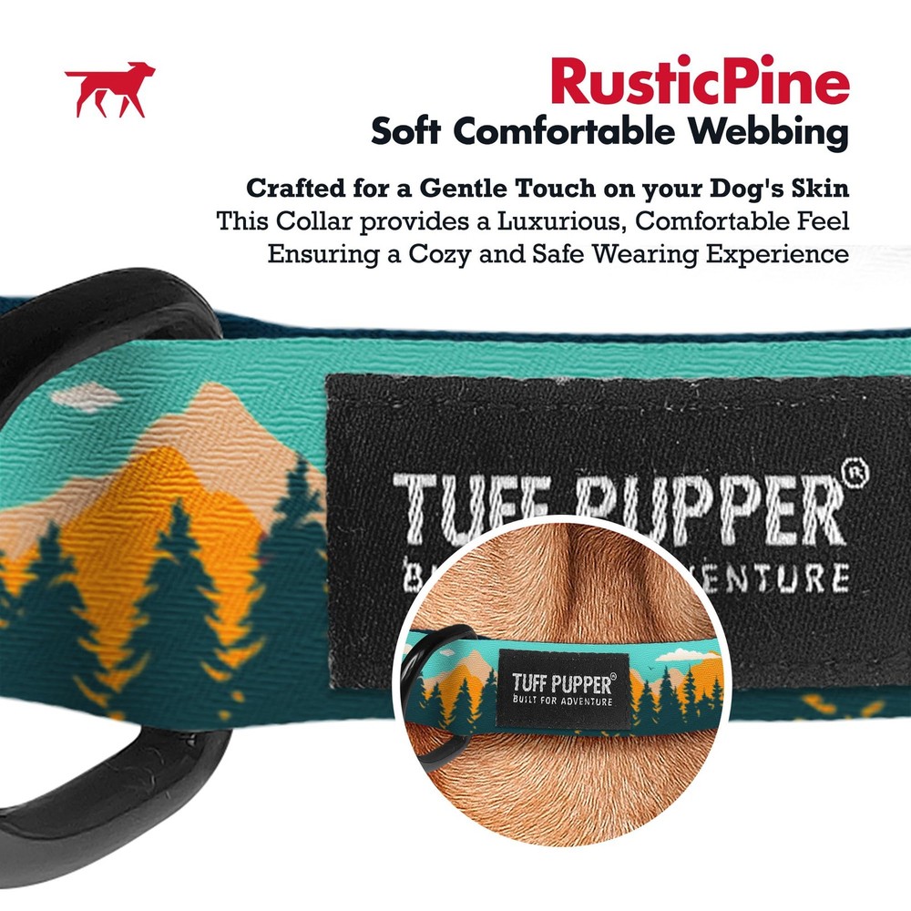 Adjustable Dog Collar Quick Release Buckle RusticPine Print Small 0.7 Inch