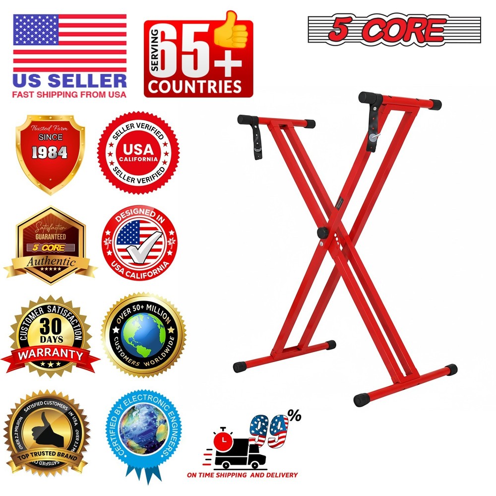 5Core Keyboard Stand Dual X Shape Adjustable Foldable Piano Key Board Stands