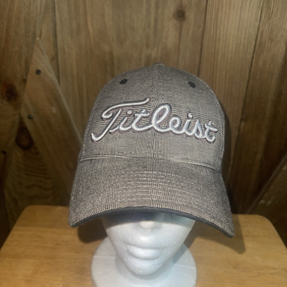 Titleist Grey Plaid Adjustable Golf baseball hat cap Strap Embroidered