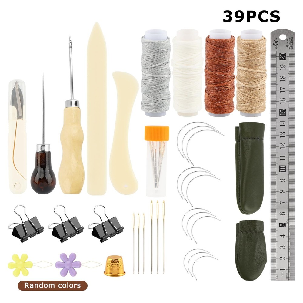 39pcs Book Binding Kits for Beginners,Hand Bookbinding Tools Kit with Bone Fo...