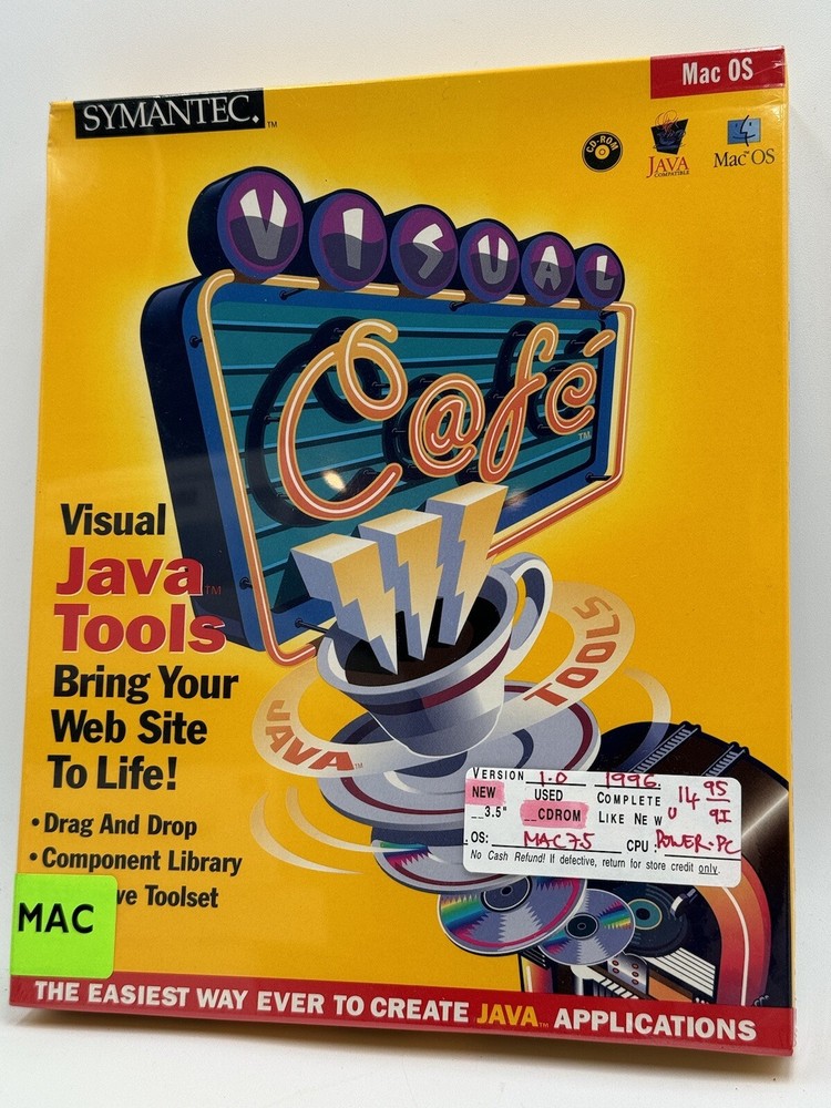Vintage Symantec Visual Java Tools Version 1.0 For Macintosh 1996