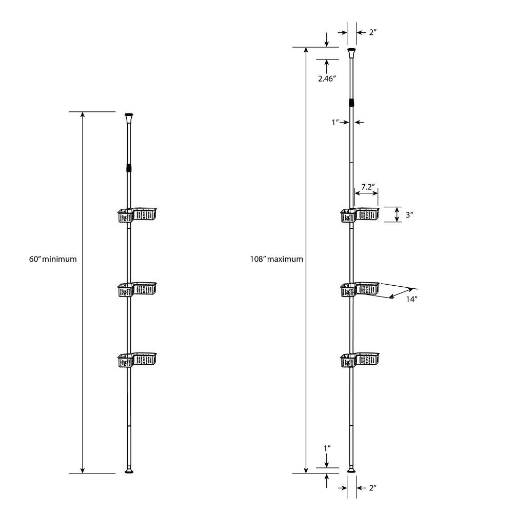 Room Essentials Steel L-Shaped Corner Tension Pole Shower Caddy Holds Up to