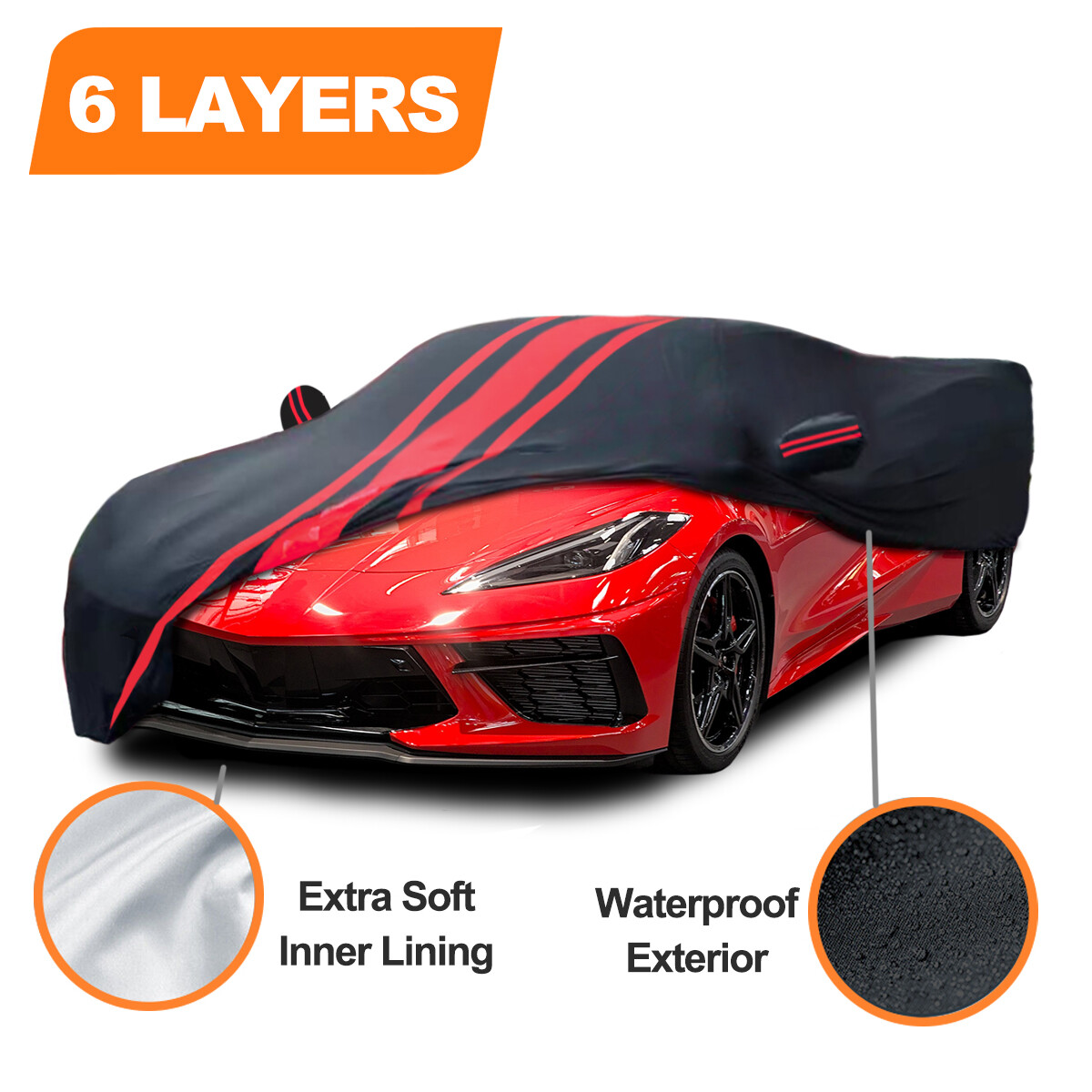 6 Layer 100% Waterproof Car Cover Custom for Chevy Corvette C4 C5 C6 C7 C8