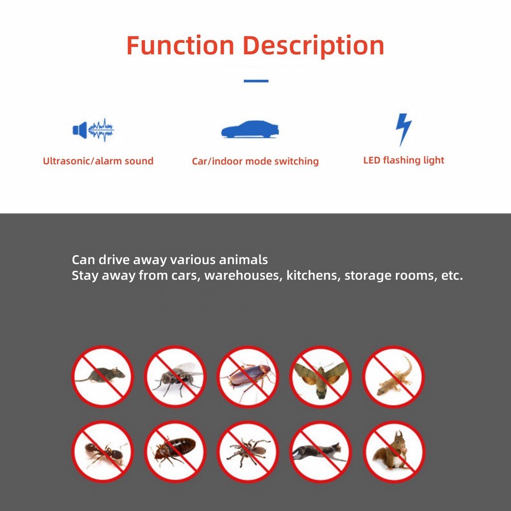 DC Ultrasonic Mouse Repeller for Car Wire Engine Rat Rodent Deterrent