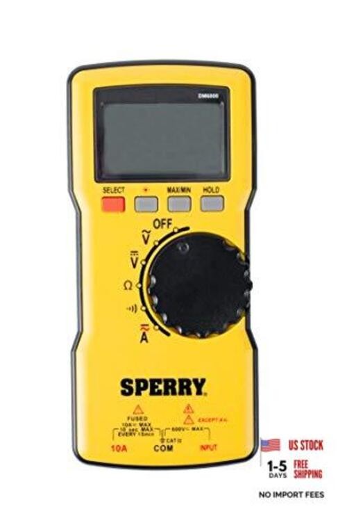 Digital Thin Multimeter, Auto Ranging 600V AC/DC, 10A, Yellow 2