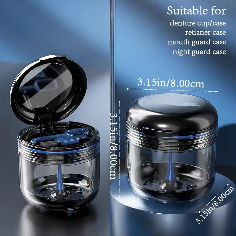 Aidarmoll Retainer case, Denture Bath Cup，Retainer Cleaner Case Blue