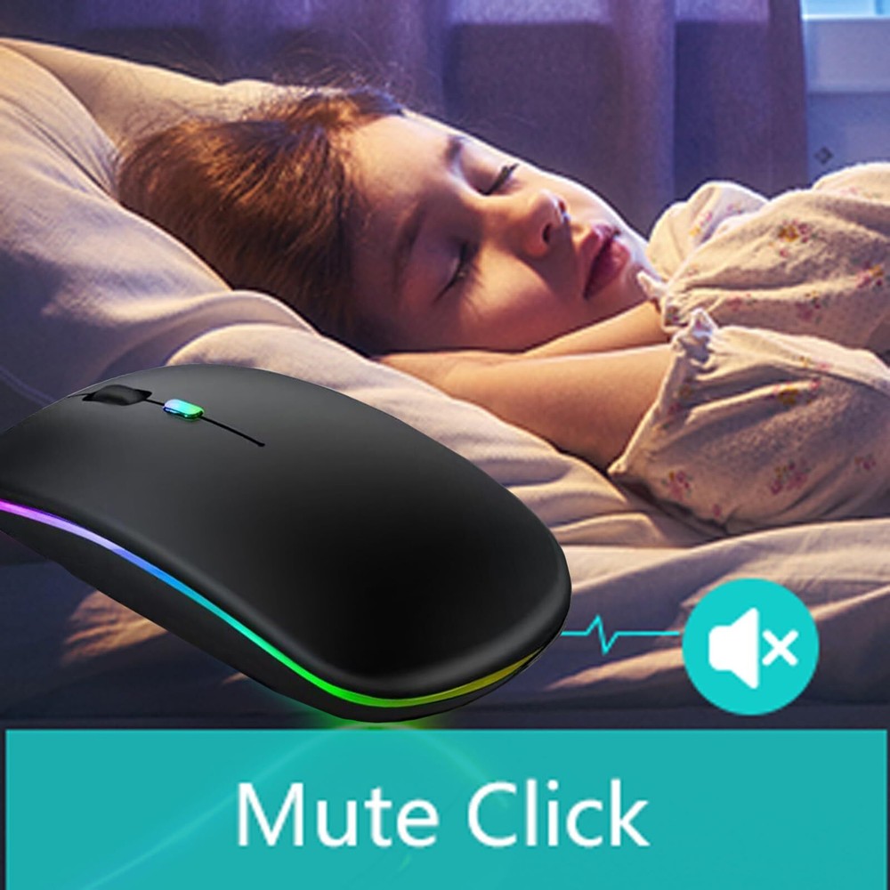 Wireless Slim Silent Mouse Rechargeable Mouse with USB Receiver for PC Computer