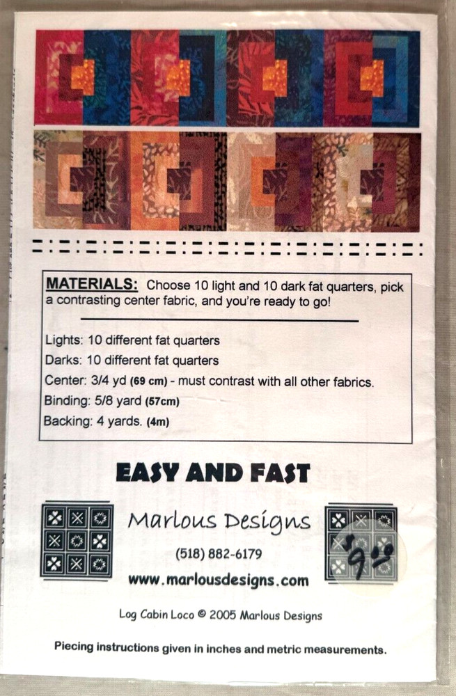 Log Cabin Loco - Marlous Desings - MD11 - Pattern Only