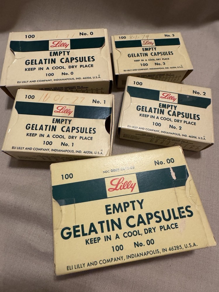 Lilly Clear Empty Pill Clear Gelatin Capsules - Five Boxes