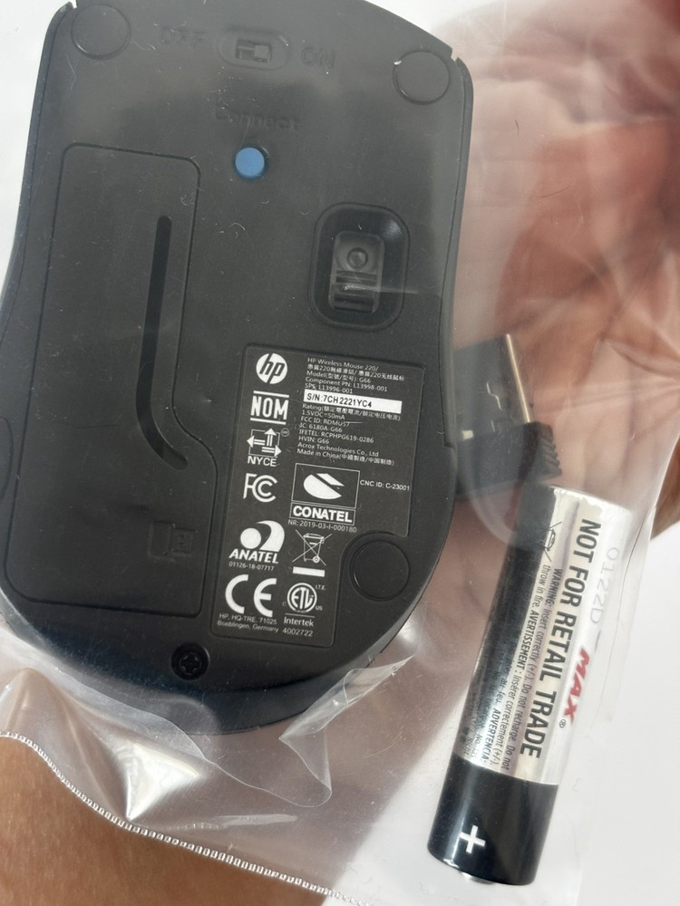 New HP Ambidextrous Wireless Mouse 220