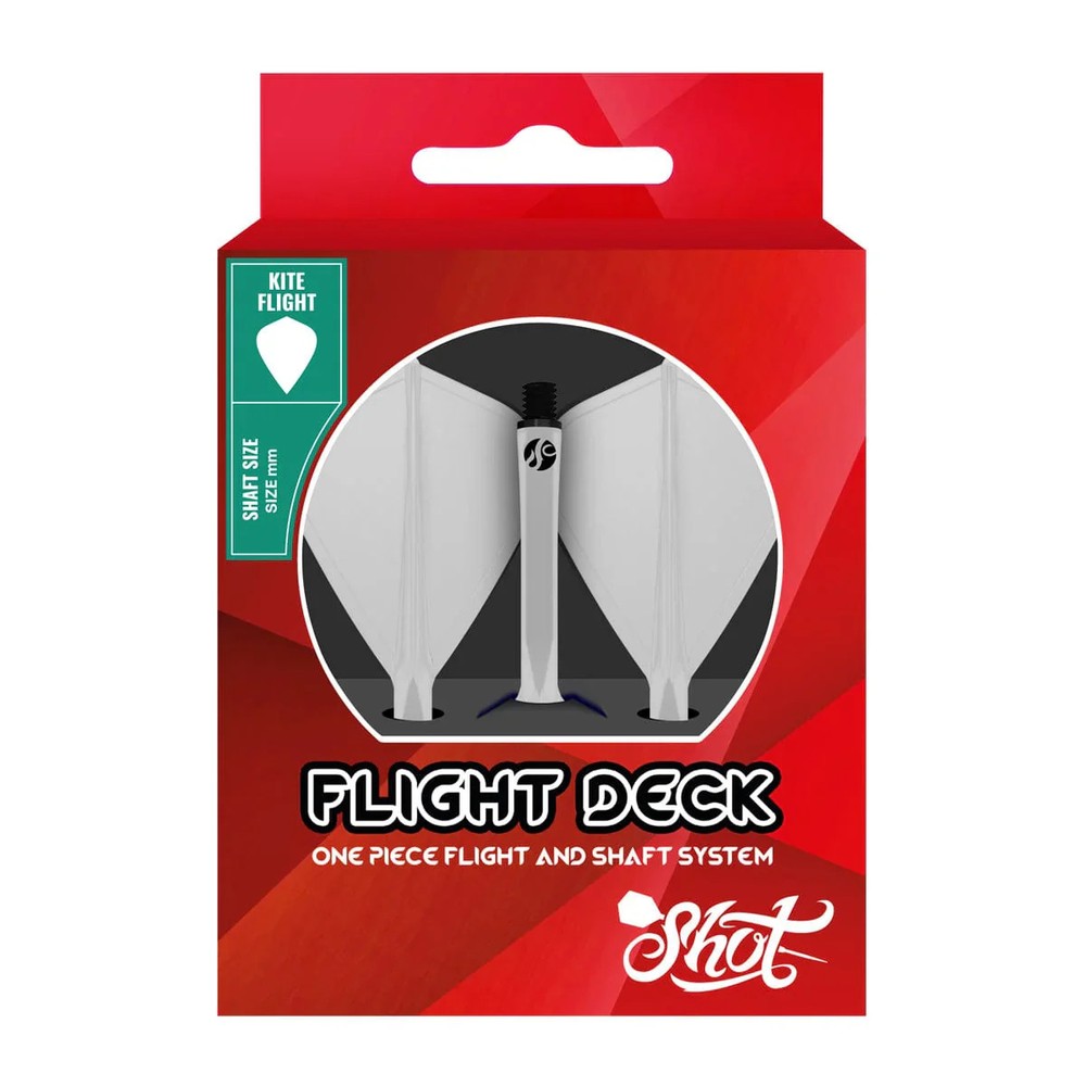 Shot Flight Deck One Piece Dart Flight & Shaft System - Kite - Clear - InBetween
