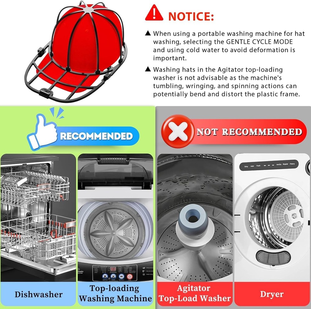 Baseball Cap Washer Cage HAT Protector Frame