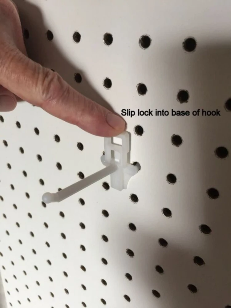 (250 PACK) 4 Inch Locking Black Plastic Pegboard Peg Hooks (250 Locks, 12 Keys)