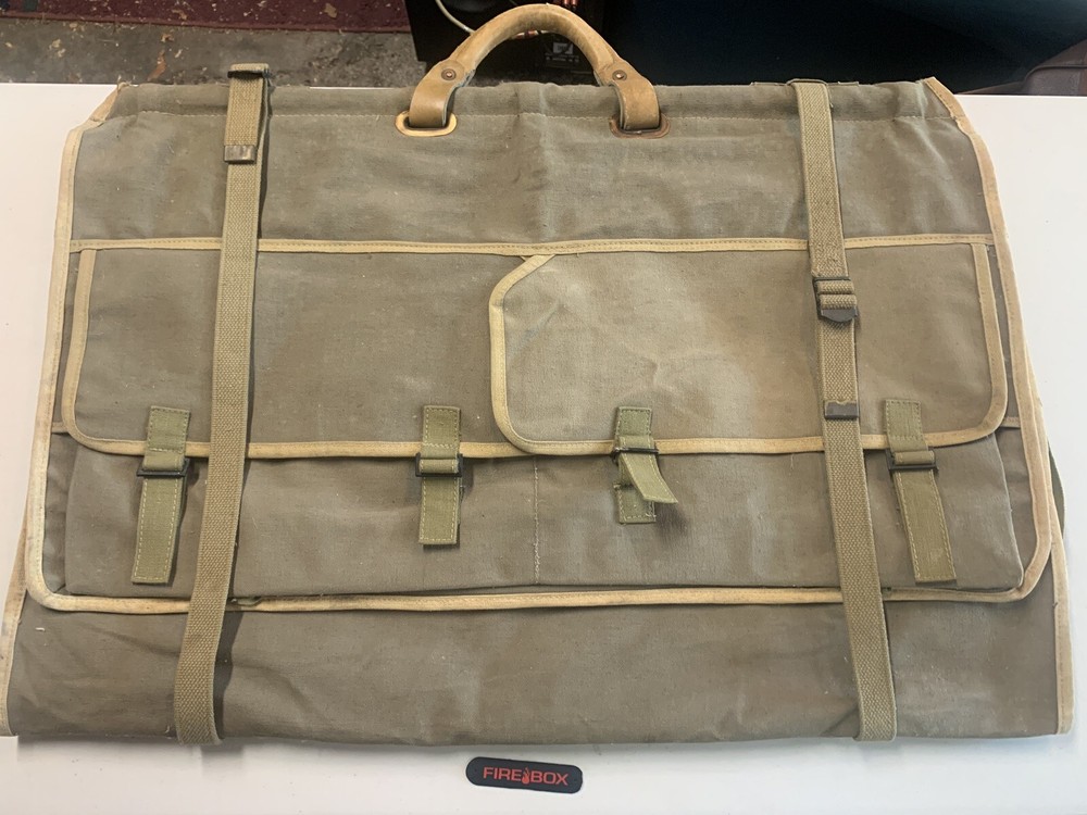 1940-43 WWII United States Marine Corps USMC Officers Canvas Garment Bag Vintage