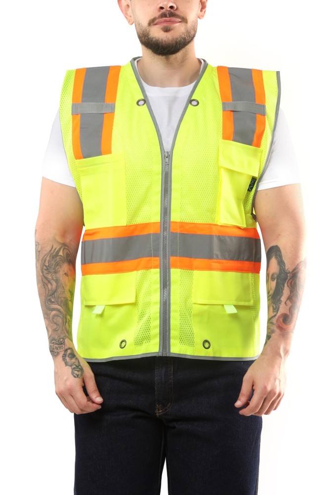 Kolossus High Visibility Vest with Multi Frontal Pockets and D-Ring Class 2