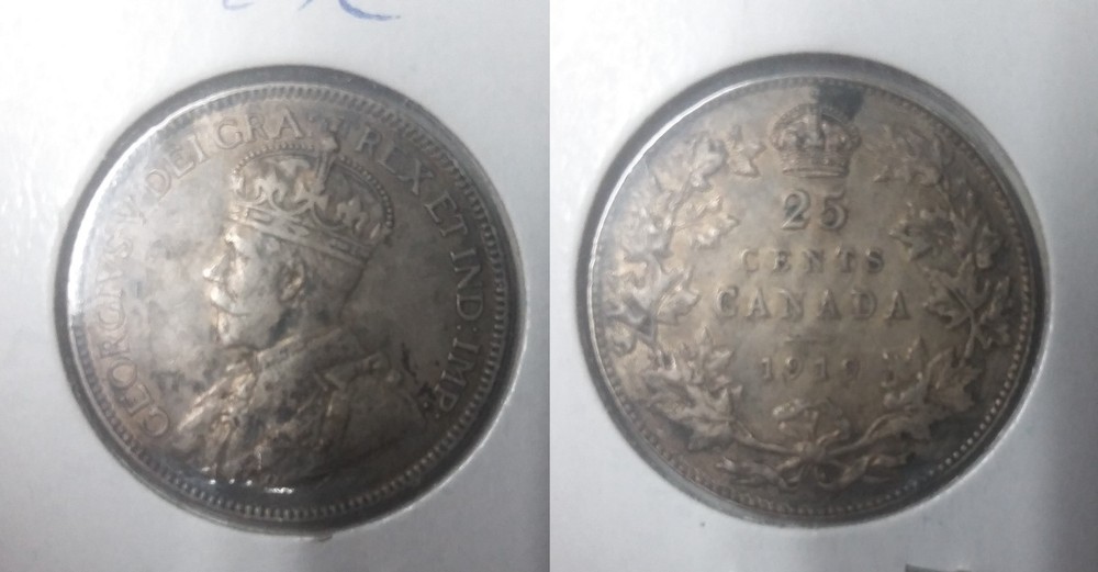 Canada 1919 Silver 25 Cents Nice