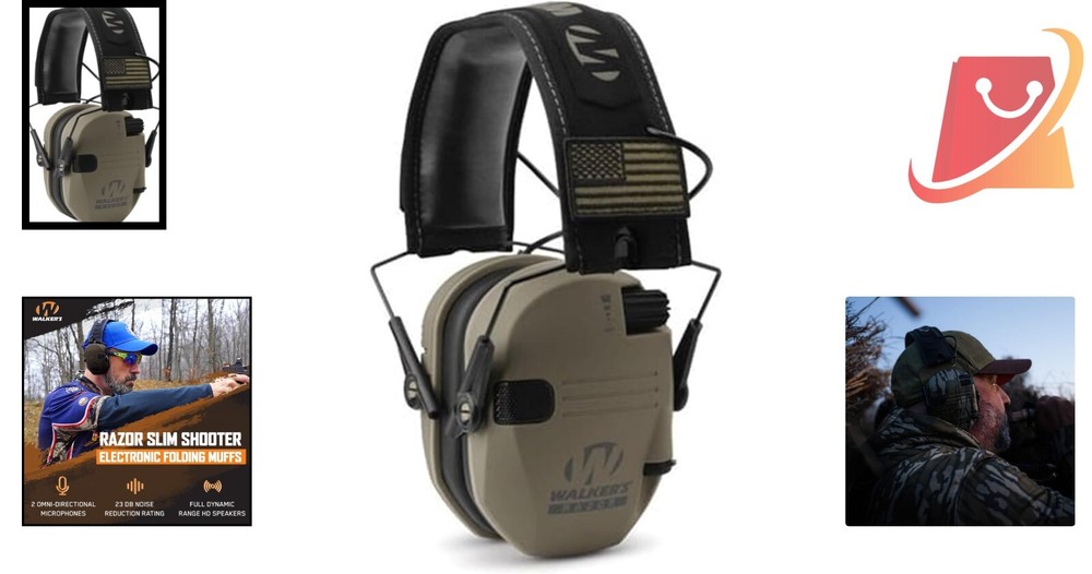 Electronic Ear Muffs Plastic 23dB Noise Reduction Shooting Range Heavy Duty