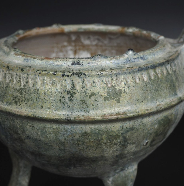 Chinese Han Dynasty Style Green Glazed Tripod Incense Burner Mingqi 17.6cm