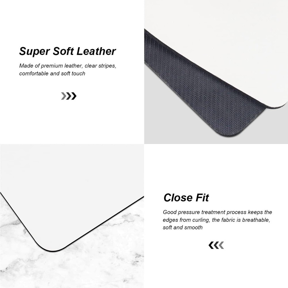 Leather Mouse pad Soft White Mouse Pad with Lychee Pattern Comfortable Surfac...