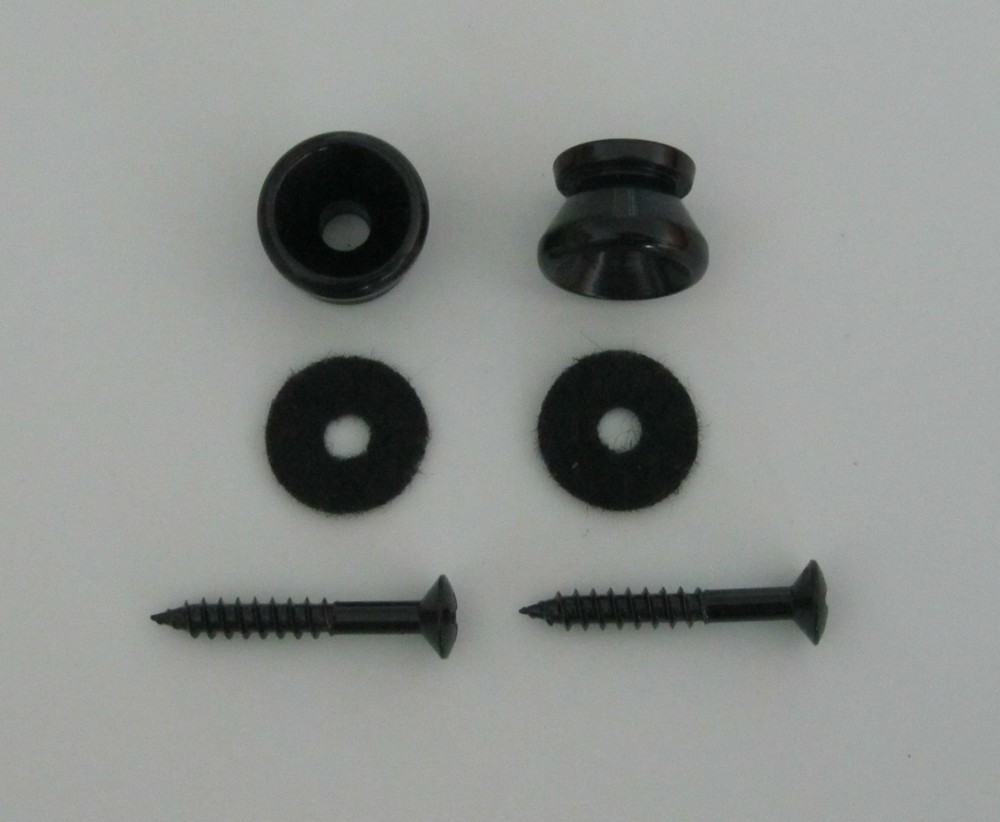 Set of 2 Guitar Strap Pins Knobs Buttons Guitar End Pins Black
