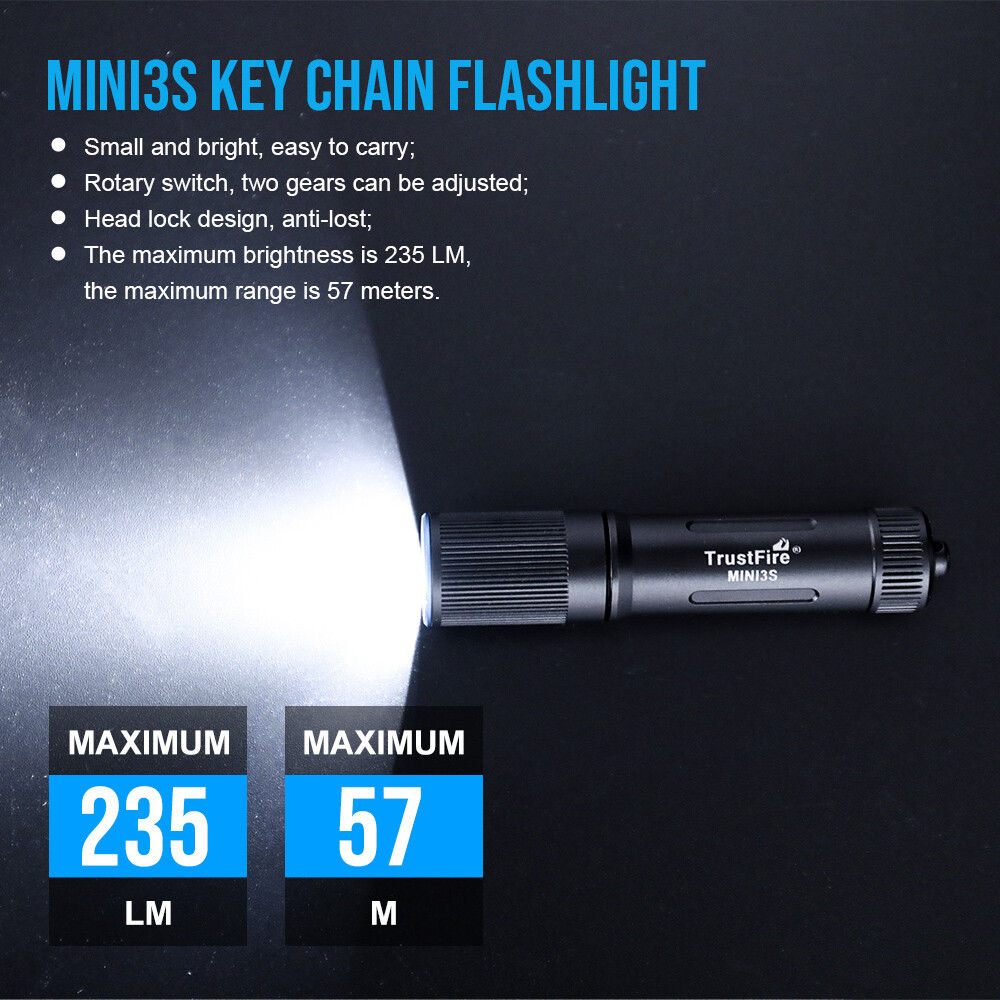 Trustfire 235LM LED Keychain MINI Rechargeable Flashlight Keyring LED Torch