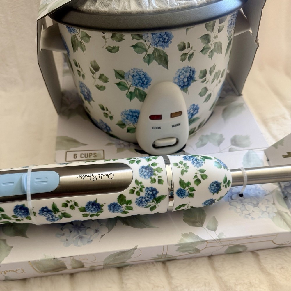 Dwell Studio Immersion Blender + Rice Cooker Viral Kitchen Set Blue Hydrangeas