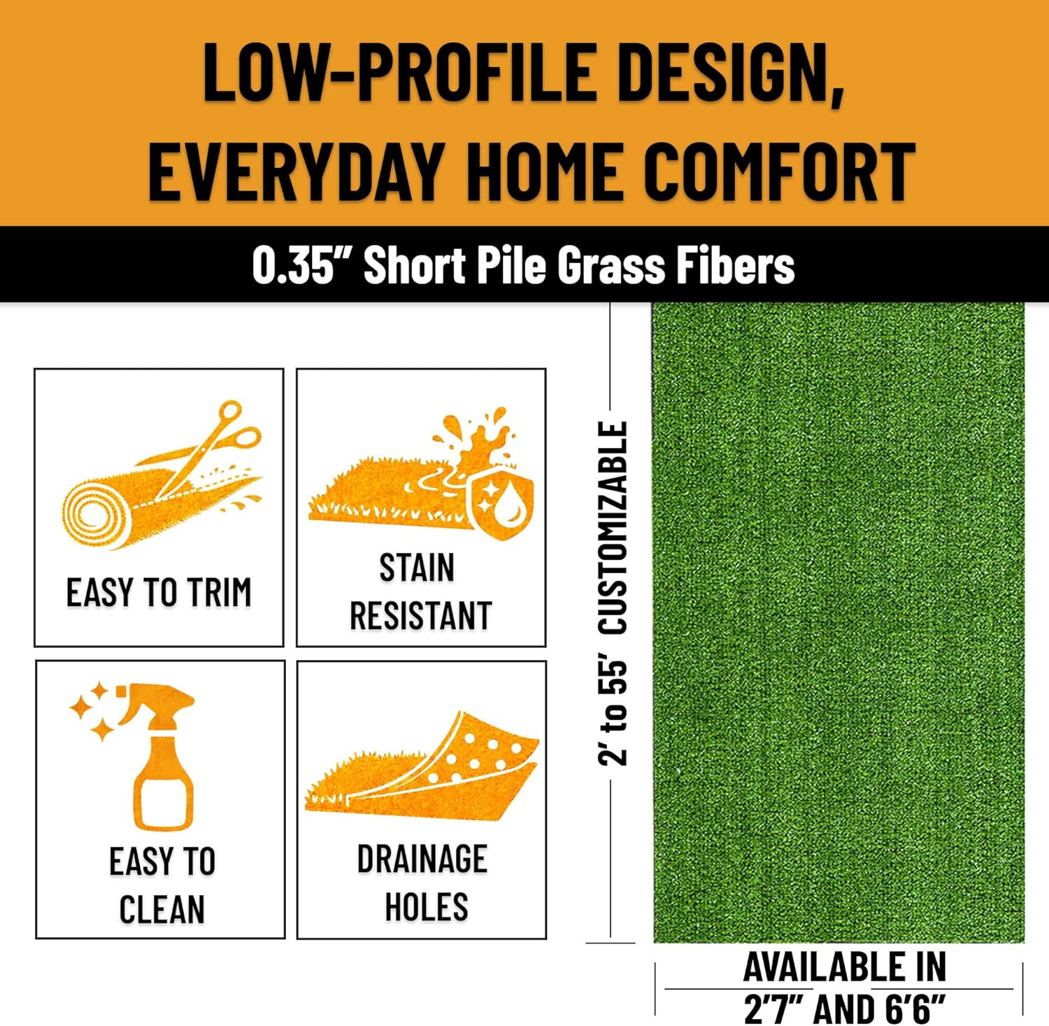 Artificial Grass Outdoor Runner Rug 2'7" X 10' – Waterproof Astro Turf with Drai