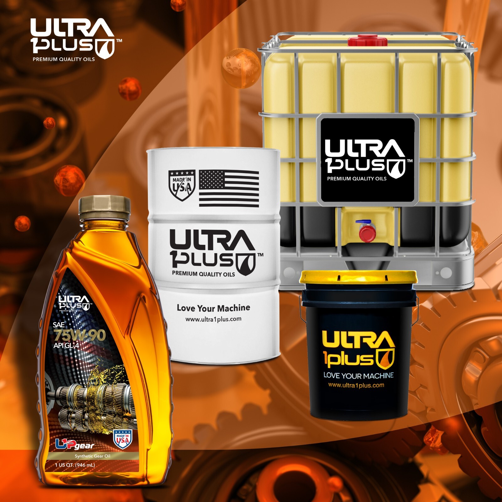 Ultra1Plus SAE 75W-90 Synthetic Gear Oil, API GL-4 (5 Gallon Pail)