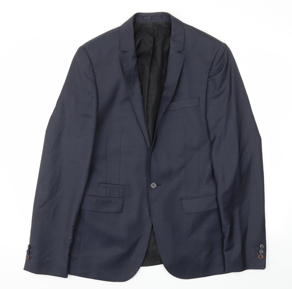 River Island Mens Blue Polyester Blend Blazer Size 40