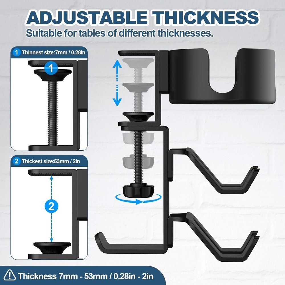 Universal Adjustable Cup Holder with Rotating Arm for Headphones & Controllers