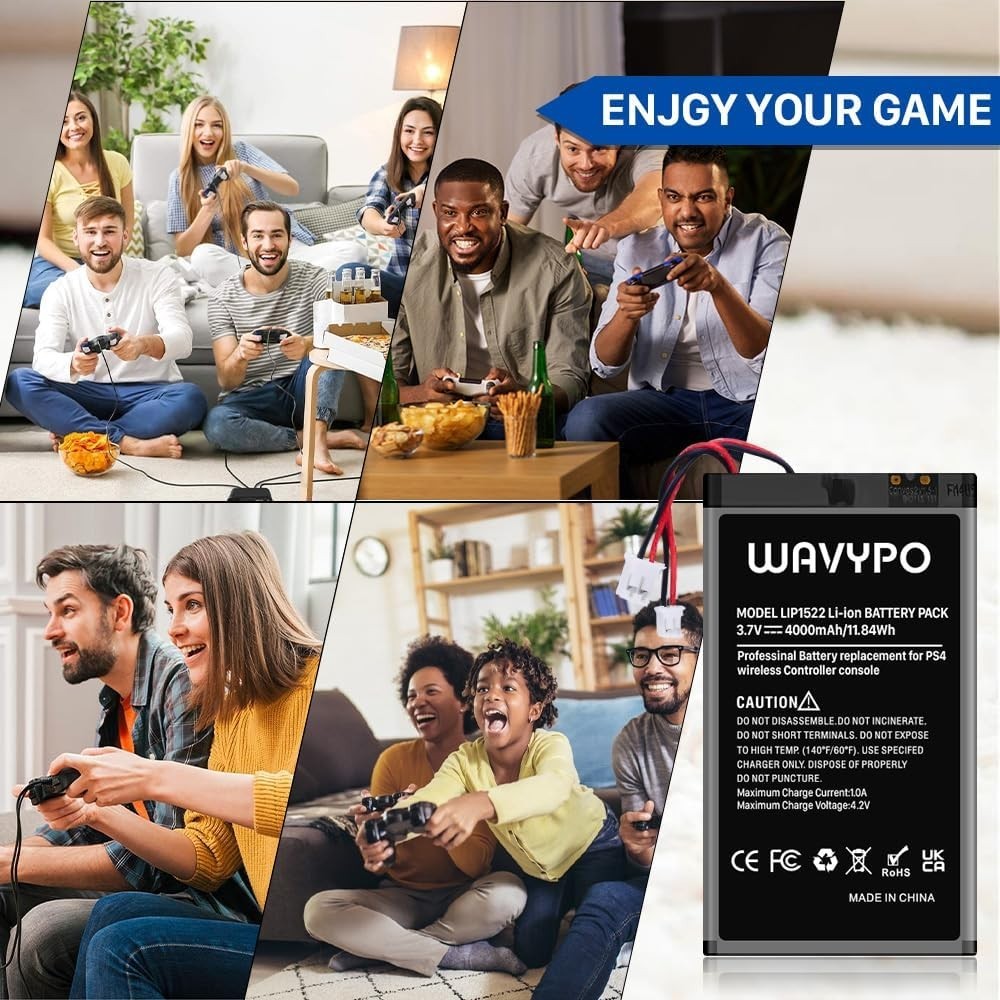 4000mAh PS4 Controller Battery, Replacement for PS4/PS4 Pro/PS4 Slim PlayStatio