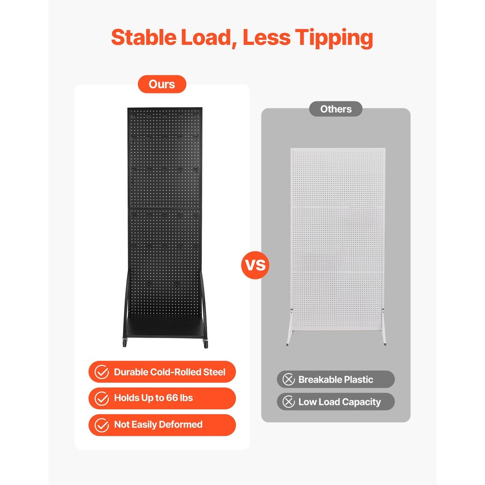 Pegboard Display Stand with 30 Hooks Pegboard Panels Display with a Plate Black