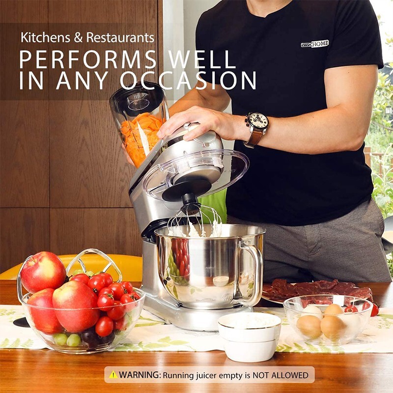 3In1 Food Stand Mixer Stainless Steel Bowl Meat Grinder Blender 6QT 6 Speed