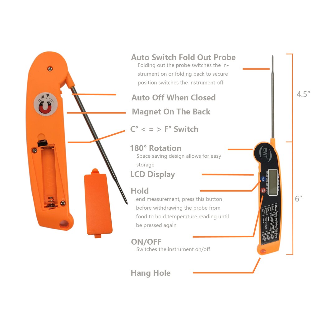 EWT Digital Meat Thermometer Instant Reader BBQ