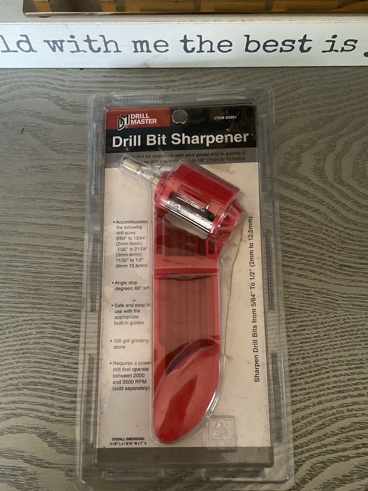 Drill Master Drill Bit Sharpener with Built-In Guide: 5/64" to 1/2" New