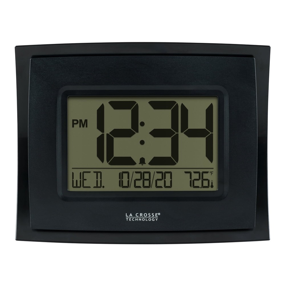 La Crosse Technology Digital Black Clock with Indoor Temperature, WT-8002U-B-INT