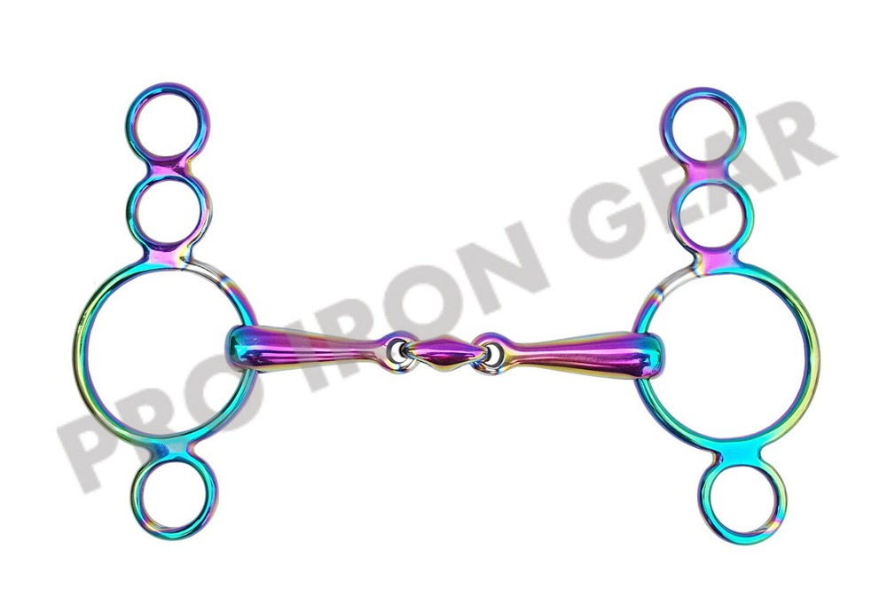 RAINBOW SHOW JUMPING HORSE ELEVATOR BIT SNAFFLE WITH OVAL LINK STEEL(SOLID)