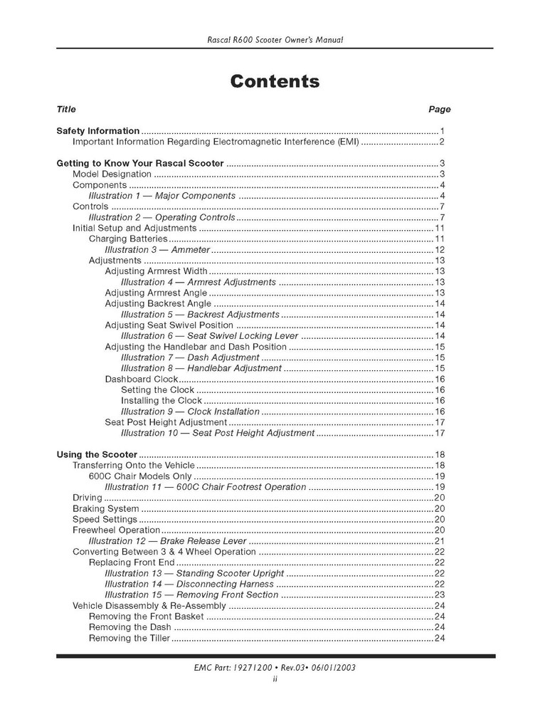 OWNER'S MANUAL - Rascal Scooter 600